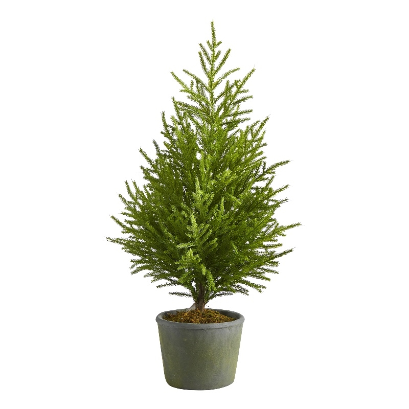 Nearly Natural 3ft Norfolk Island Pine Artificial Tree in Decorative Planter