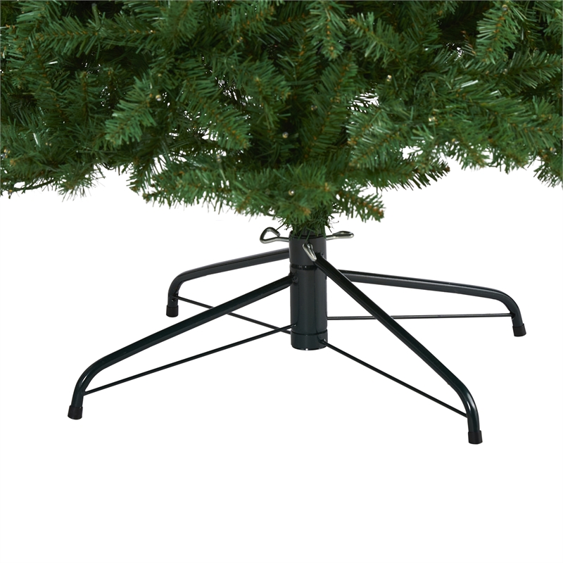 Nearly Natural 9ft Slim Green Mountain Pine Christmas Tree with 600 Clear LED