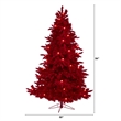 Nearly Natural 7ft Red Flocked Fraser Fir Christmas Tree with 500 Red Lights