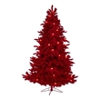 Nearly Natural 7ft Red Flocked Fraser Fir Christmas Tree with 500 Red Lights