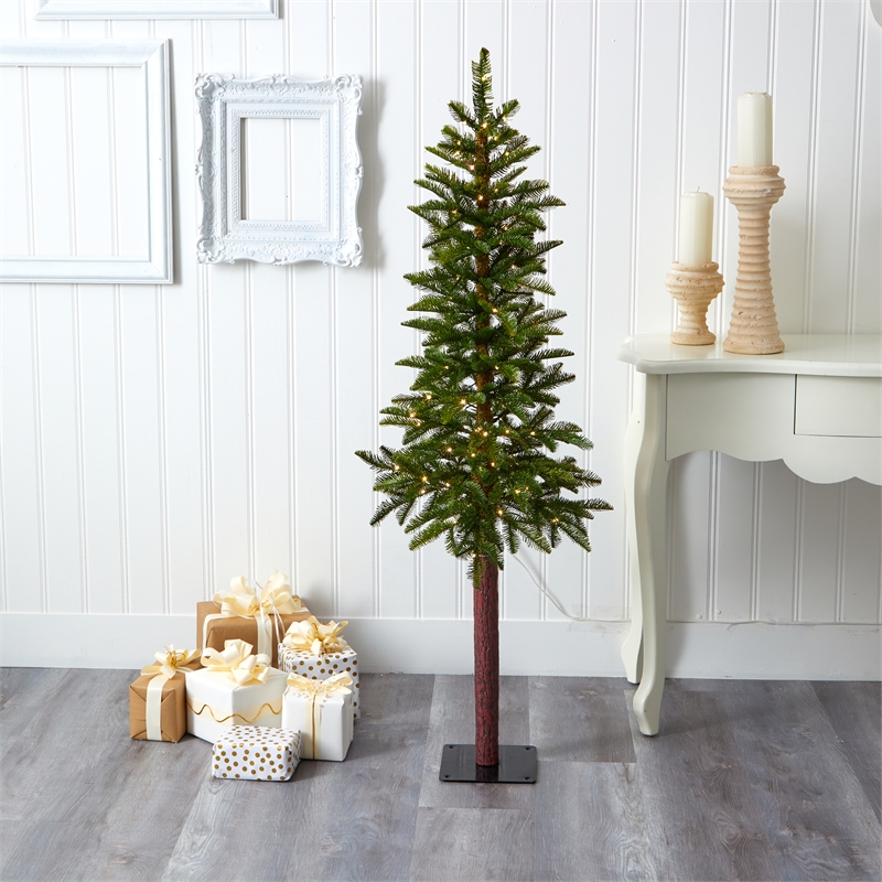 Nearly Natural 5ft Alaskan Alpine Christmas Tree with 100 Clear Microdot LED