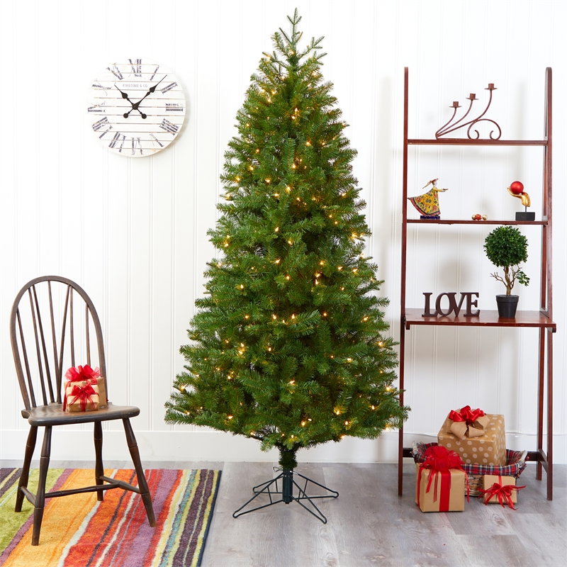 Nearly Natural 6.5ft Vancouver Spruce Christmas Tree with 250 Warm White Lights