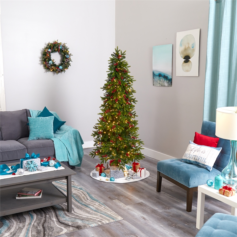 Nearly Natural 6ft Victoria Fir Christmas Tree with 250 Multi-Color LED Lights