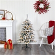 Nearly Natural 4ft Flocked Livingston Fir Christmas Tree w/ 150 Clear Warm LED