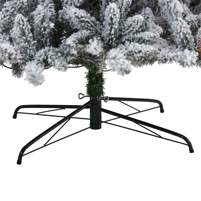 Nearly Natural 9ft Flocked Livingston Fir Christmas Tree w/ 650 Clear Warm LED