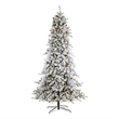 Nearly Natural 9ft Flocked Livingston Fir Christmas Tree w/ 650 Clear Warm LED