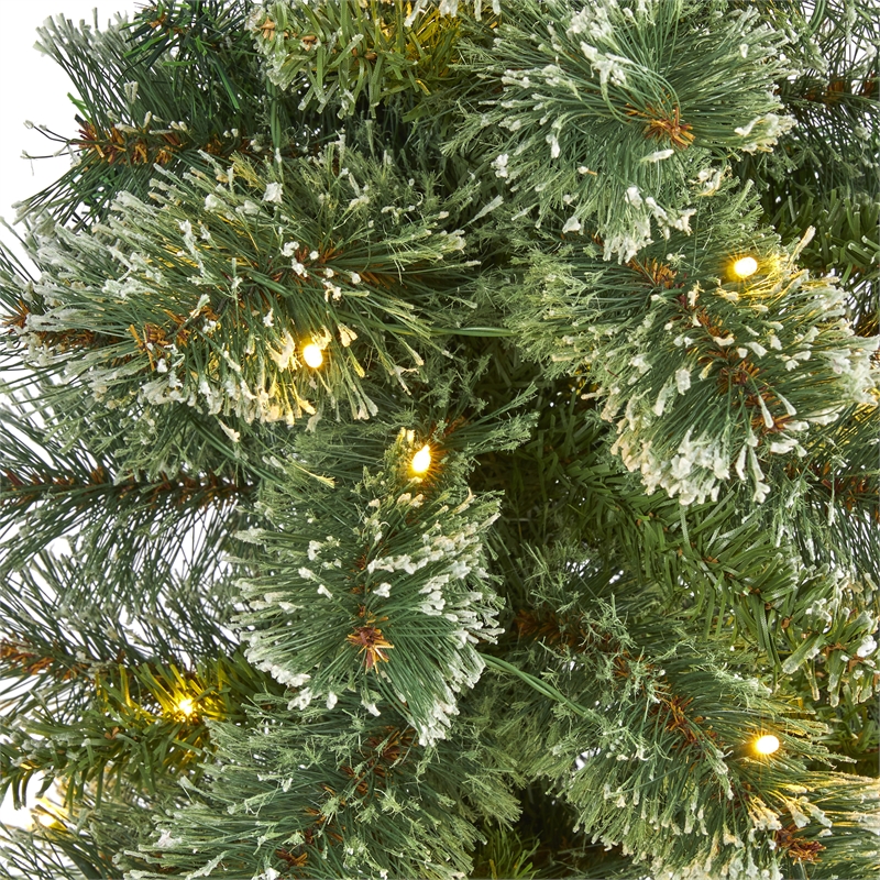 Nearly Natural 3ft Wisconsin Slim Snow Tip Pine Christmas Tree w/50 Clear LED