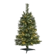 Nearly Natural 3ft Wisconsin Slim Snow Tip Pine Christmas Tree w/50 Clear LED