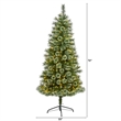 Nearly Natural 6ft Wisconsin Slim Snow Tip Pine Christmas Tree w/300 Clear LED