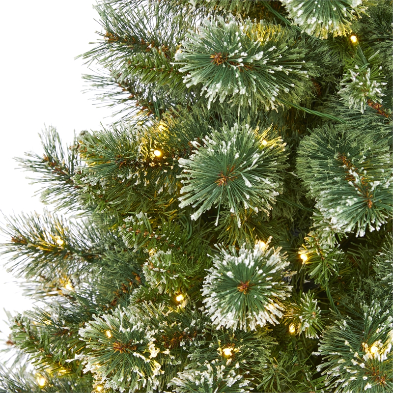 Nearly Natural 6ft Wisconsin Slim Snow Tip Pine Christmas Tree w/300 Clear LED