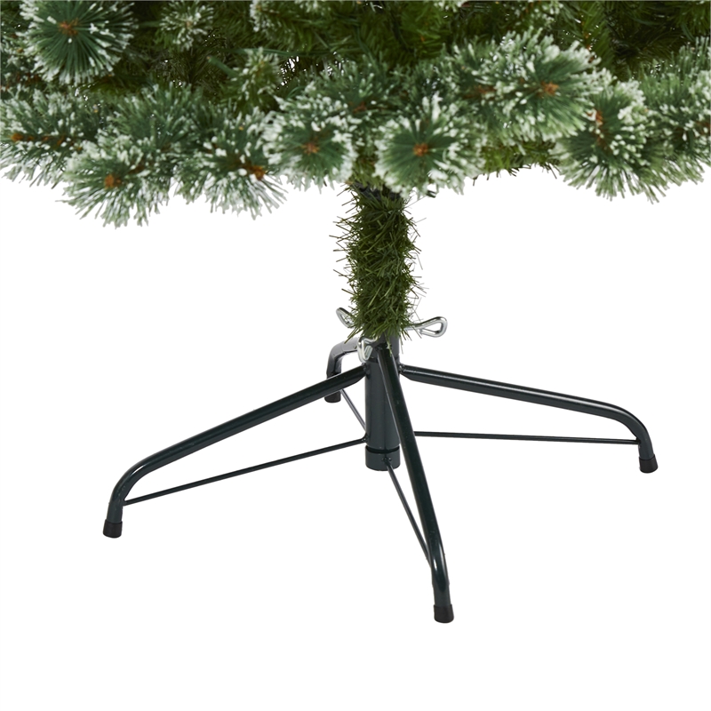 Nearly Natural 6ft Wisconsin Slim Snow Tip Pine Christmas Tree w/300 Clear LED