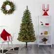 Nearly Natural 6ft Wisconsin Slim Snow Tip Pine Christmas Tree w/300 Clear LED