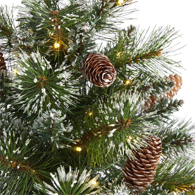 Nearly Natural 2ft Frosted Pine Christmas Tree w/ 35 Clear LED Lights