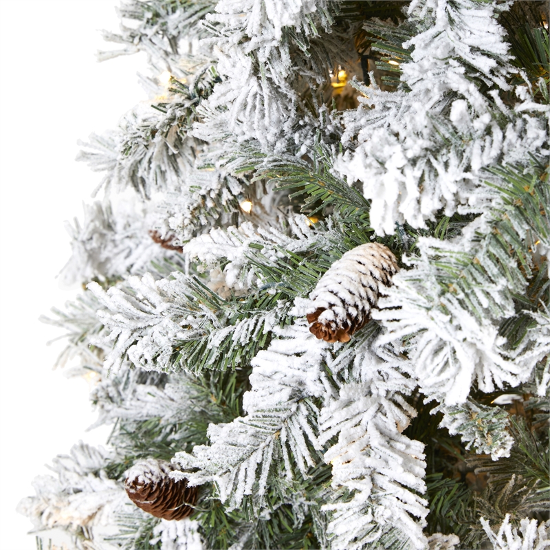 Nearly Natural 8ft Flocked White River Mountain Pine Christmas Tree