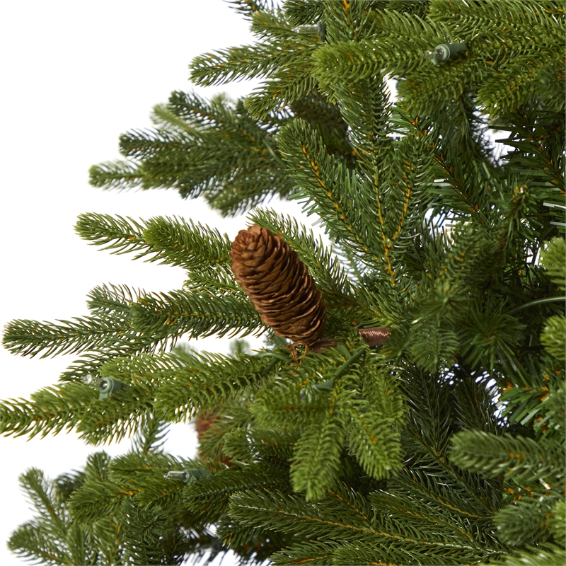 Nearly Natural 7.5ft Yukon Mountain Fir Christmas Tree w/ 600 Clear Lights