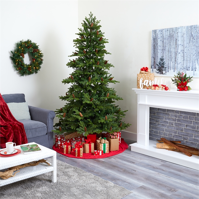 Nearly Natural 7.5ft Yukon Mountain Fir Christmas Tree w/ 600 Clear Lights