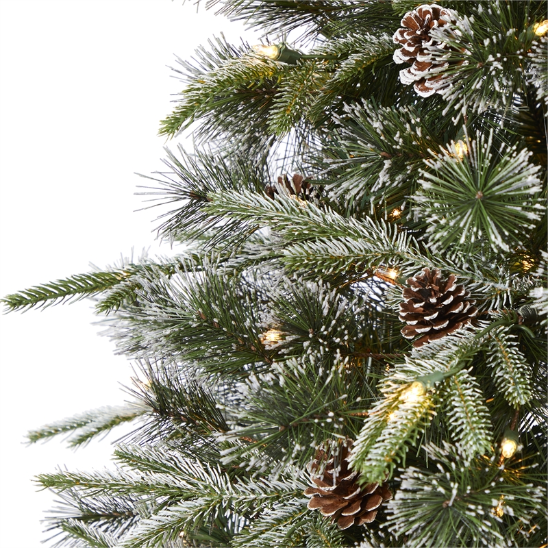 Nearly Natural 7.5ft Snowed Tipped Clermont Mixed Pine Christmas Tree