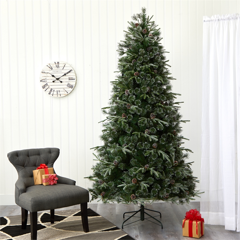 Nearly Natural 7.5ft Snowed Tipped Clermont Mixed Pine Christmas Tree