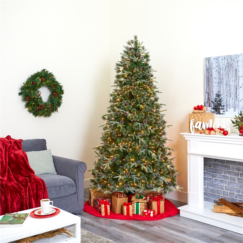 Nearly Natural 7.5ft Snowed Tipped Clermont Mixed Pine Christmas Tree