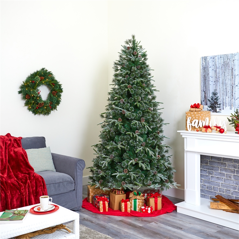 Nearly Natural 7.5ft Snowed Tipped Clermont Mixed Pine Christmas Tree