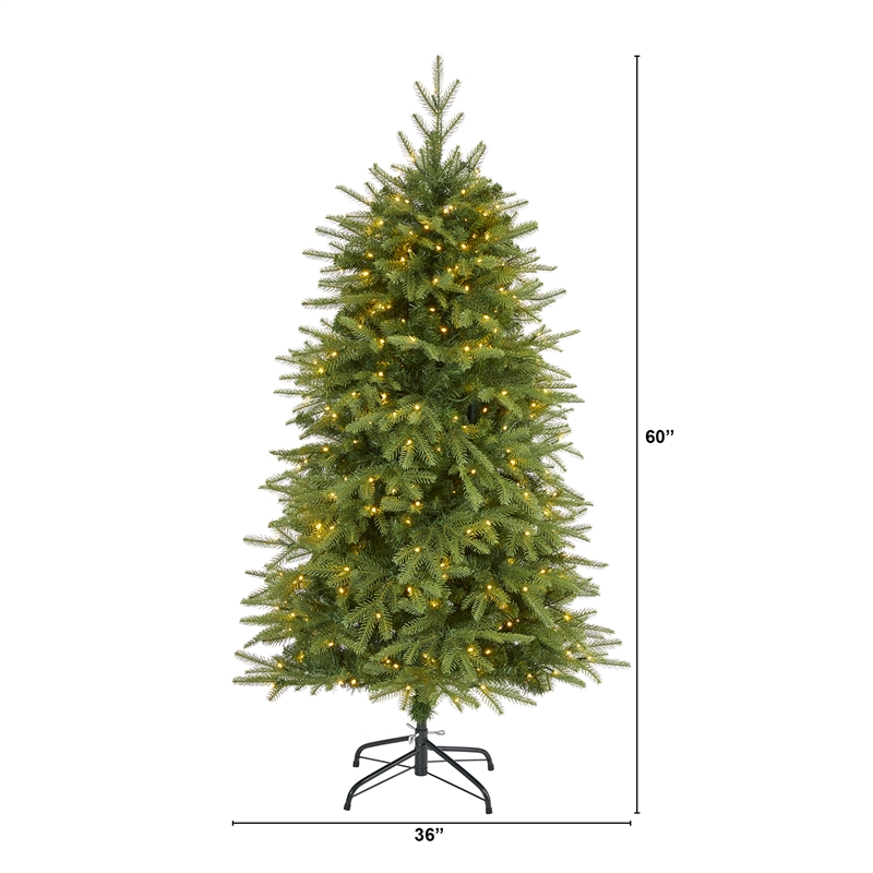 Nearly Natural 5ft Vancouver Fir Natural Look Christmas Tree with 350 Clear LED