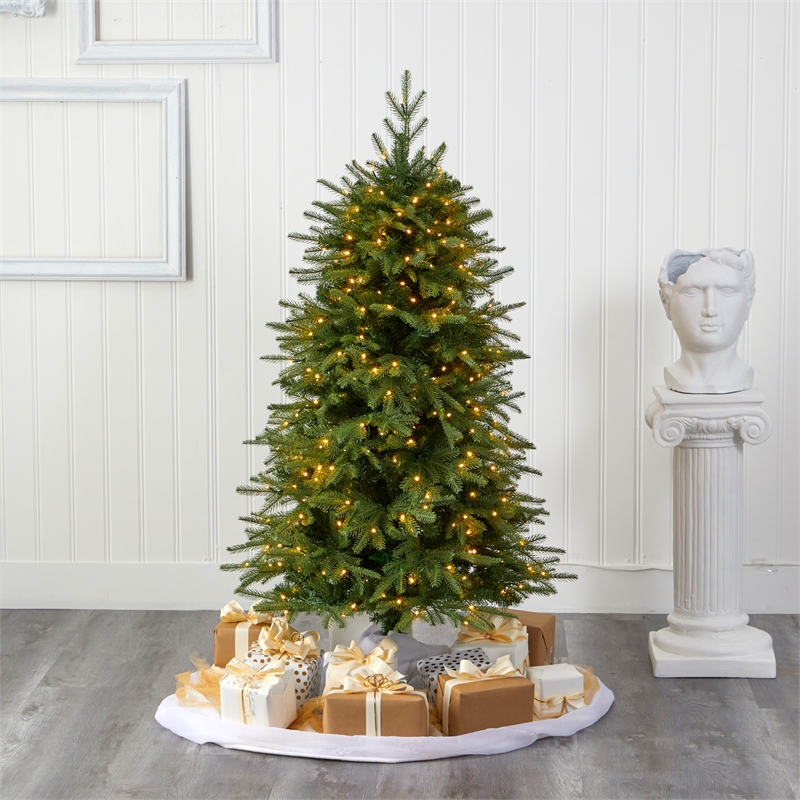 Nearly Natural 5ft Vancouver Fir Natural Look Christmas Tree with 350 Clear LED