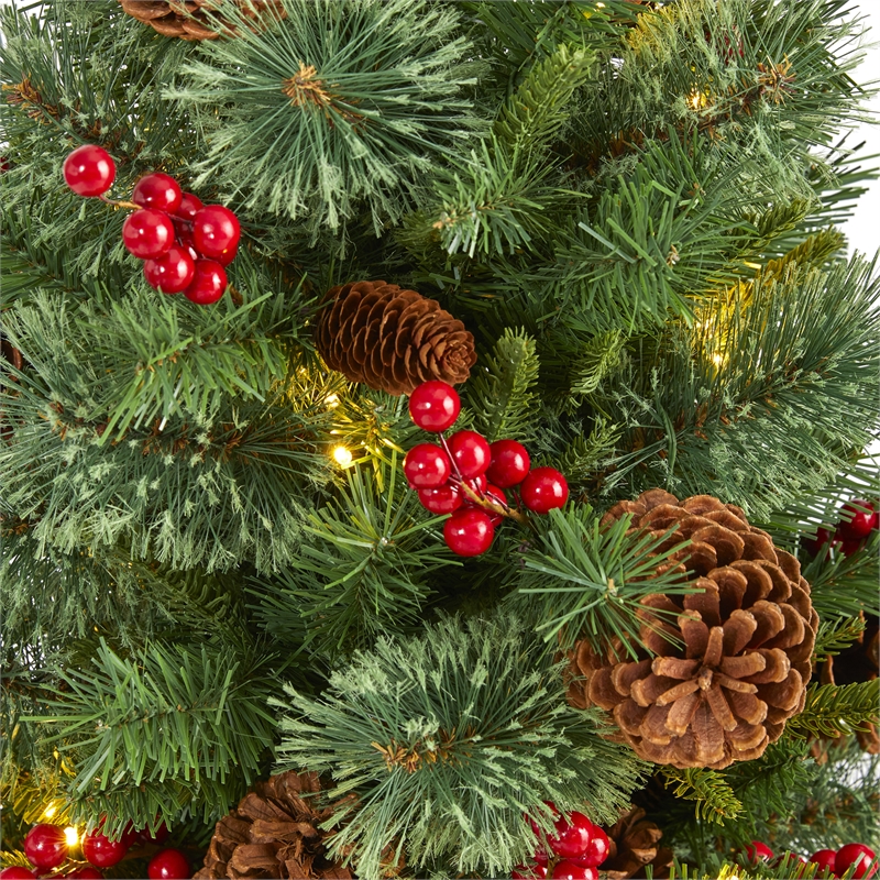Nearly Natural 3ft Norway Mixed Pine Christmas Tree w/ 50 Clear LED Lights