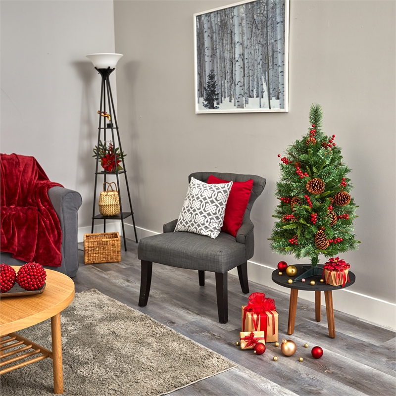 Nearly Natural 3ft Norway Mixed Pine Christmas Tree w/ 50 Clear LED Lights