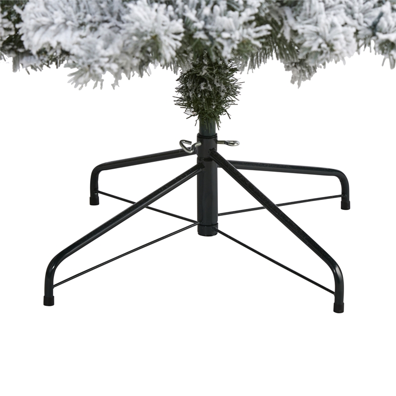 Nearly Natural 8ft Flocked West Virginia Fir Artificial Green Christmas Tree
