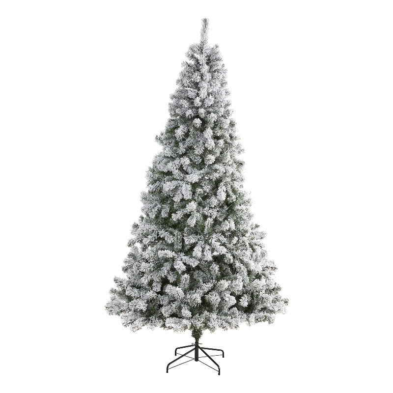Nearly Natural 8ft Flocked West Virginia Fir Artificial Green Christmas Tree