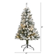 Nearly Natural 4ft Flocked West Virginia Fir Christmas Tree w/ 100 Clear LED