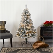 Nearly Natural 4ft Flocked West Virginia Fir Christmas Tree w/ 100 Clear LED