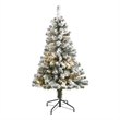 Nearly Natural 4ft Flocked West Virginia Fir Christmas Tree w/ 100 Clear LED