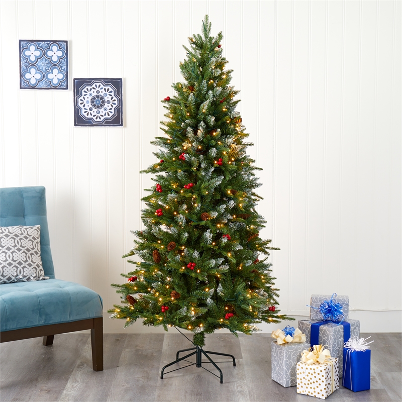 Nearly Natural 6ft Snow Tipped Portland Spruce Christmas Tree