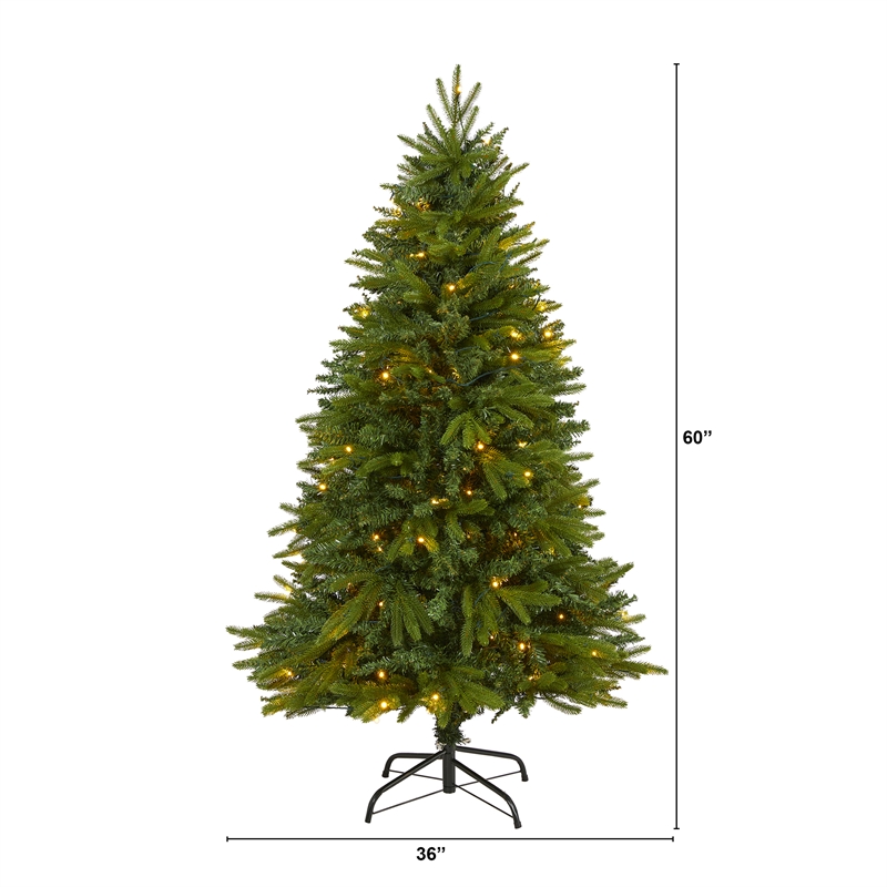 Nearly Natural 5ft Sun Valley Fir Artificial Christmas Tree w/ 200 Clear LED