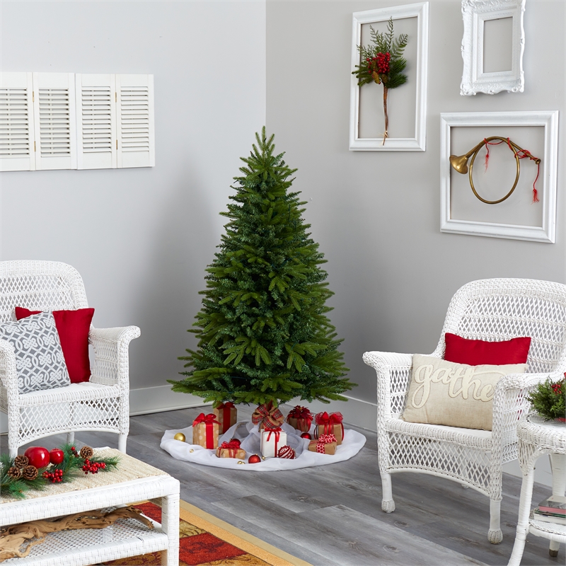 Nearly Natural 5ft Sun Valley Fir Artificial Christmas Tree w/ 200 Clear LED