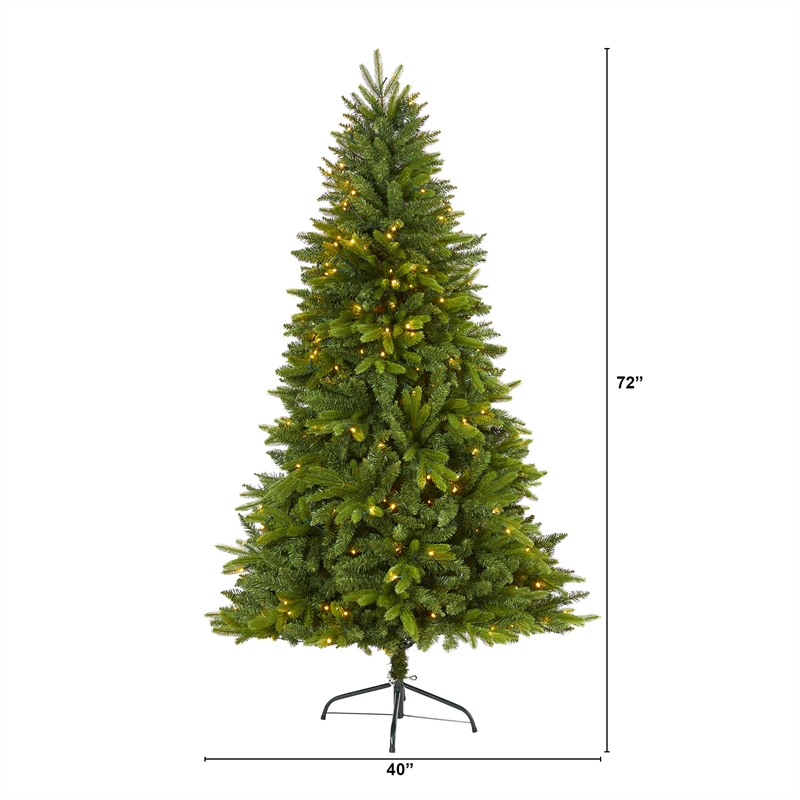 Nearly Natural 6ft Sun Valley Fir Artificial Christmas Tree w/ 300 Clear LED