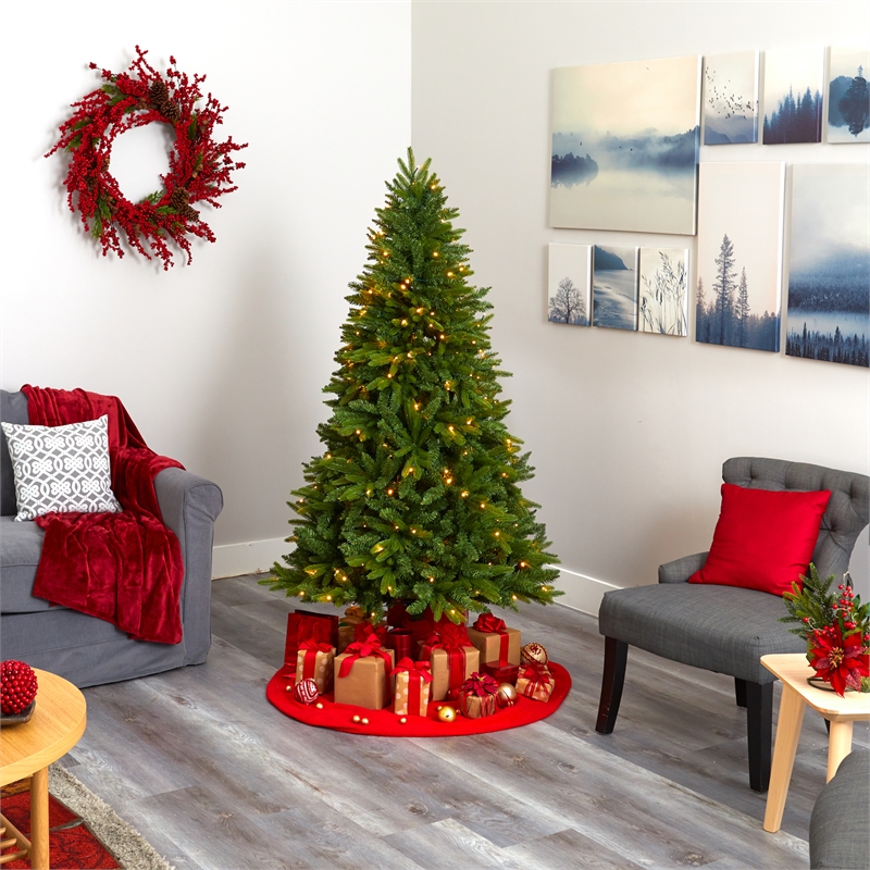 Nearly Natural 6ft Sun Valley Fir Artificial Christmas Tree w/ 300 Clear LED