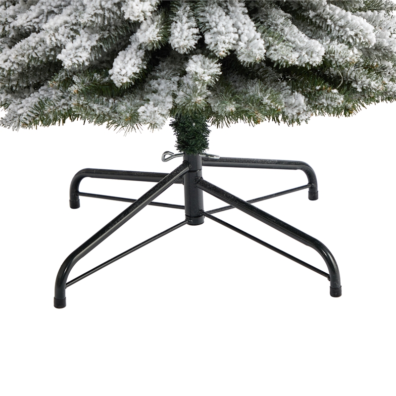 Nearly Natural 8ft Flocked Pencil Christmas Tree with 500 Clear Lights in White