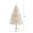 Nearly Natural 4ft White Artificial Christmas Tree with 100 Clear LED Lights