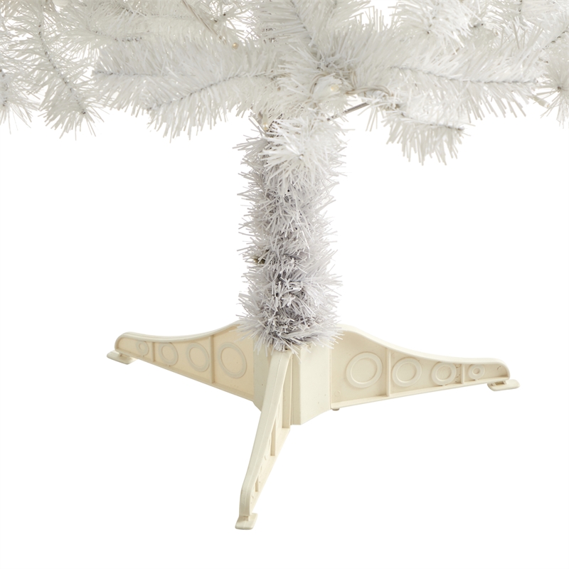 Nearly Natural 4ft White Artificial Christmas Tree with 100 Clear LED Lights