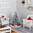 Nearly Natural 4ft Flocked Vermont Mixed Pine Christmas Tree w/ 100 Clear LED
