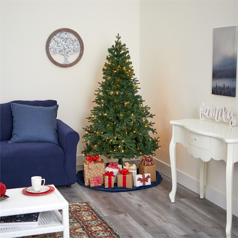 Nearly Natural 6ft Vermont Fir Artificial Christmas Tree w/250 Clear LED Lights