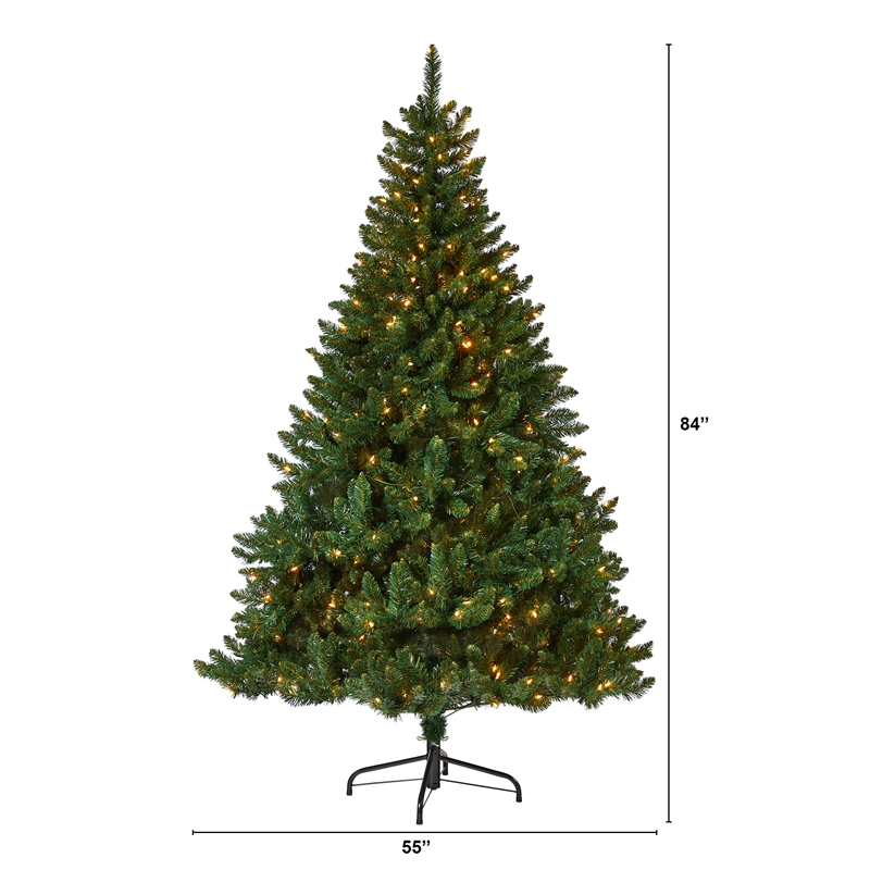 Nearly Natural 7ft Northern Rocky Spruce Christmas Tree w/ 400 Clear Lights
