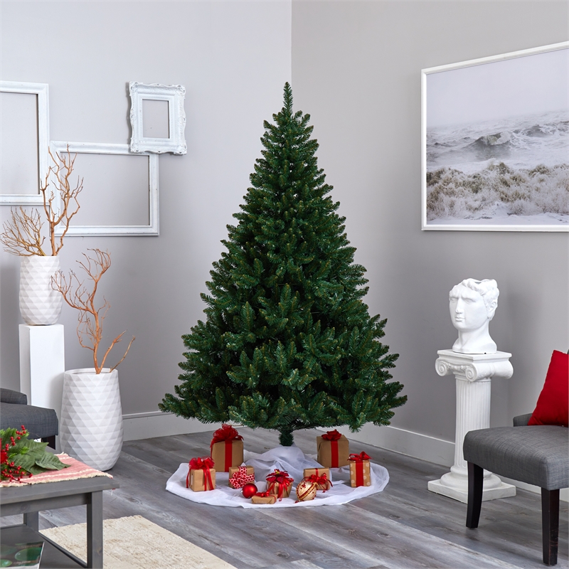 Nearly Natural 7ft Northern Rocky Spruce Christmas Tree w/ 400 Clear Lights
