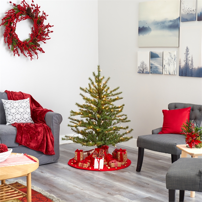 Nearly Natural 4ft Vancouver Mountain Pine Christmas Tree w/ 100 Clear Lights