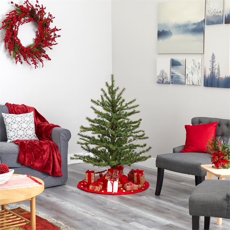 Nearly Natural 4ft Vancouver Mountain Pine Christmas Tree w/ 100 Clear Lights