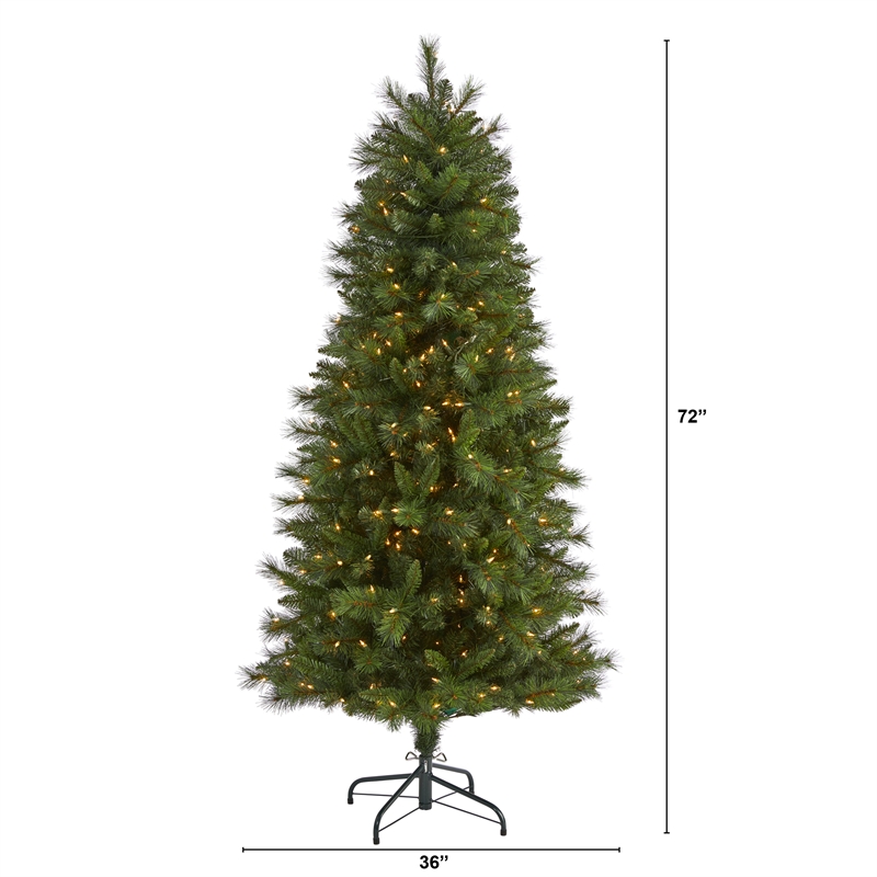 Nearly Natural 6ft Slim West Virginia Mountain Pine ChristmasTree w/300 Lights