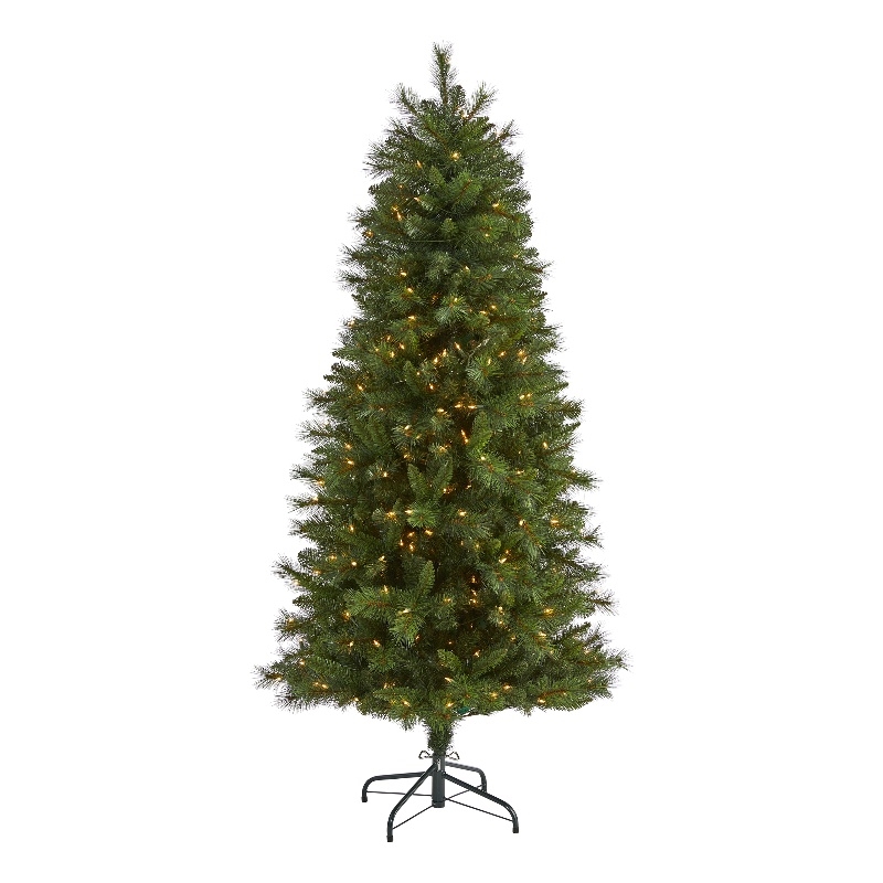 Nearly Natural 6ft Slim West Virginia Mountain Pine ChristmasTree w/300 Lights