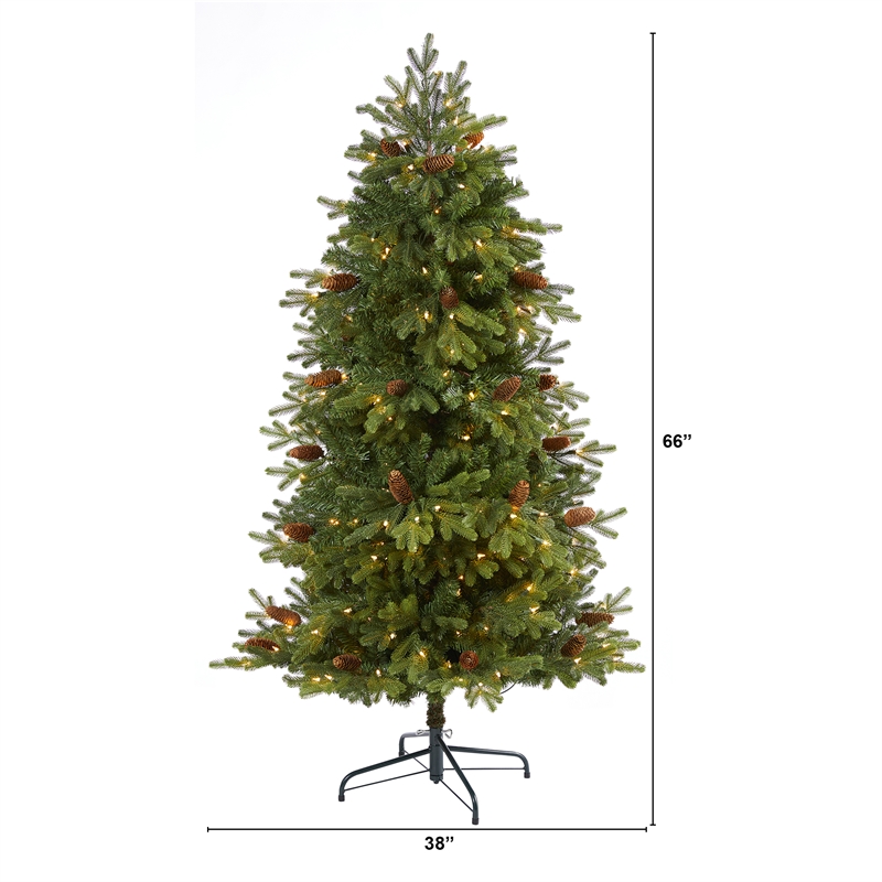 Nearly Natural 5.5ft Yukon Mountain Fir Christmas Tree w/ 250 Clear Lights